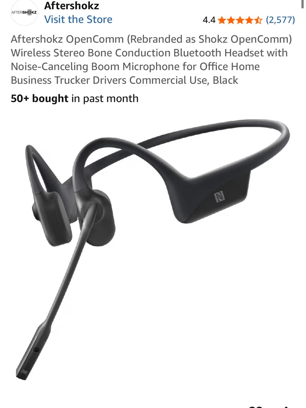 Aftershokz OpenComm (Rebranded as Shokz OpenComm) asc100